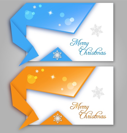 Origami greeting Christmas cards with embellishment and copy spaceのイラスト素材