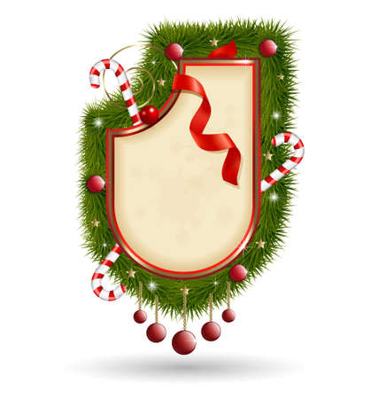 Creative design of decorative label with Christmas tree branchesのイラスト素材