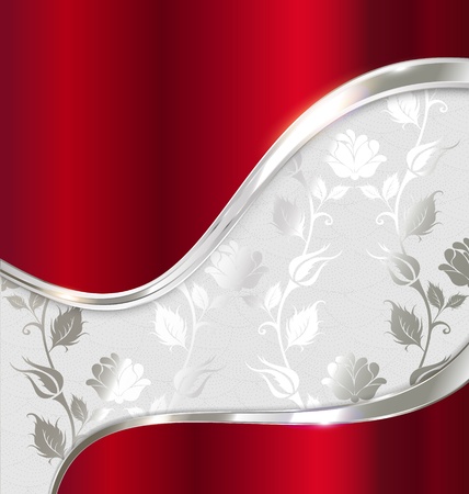 Elegant and creative red  abstract background with silver embellishmentのイラスト素材