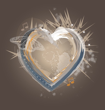 Originally and creative background with grunge heart embellishmentのイラスト素材