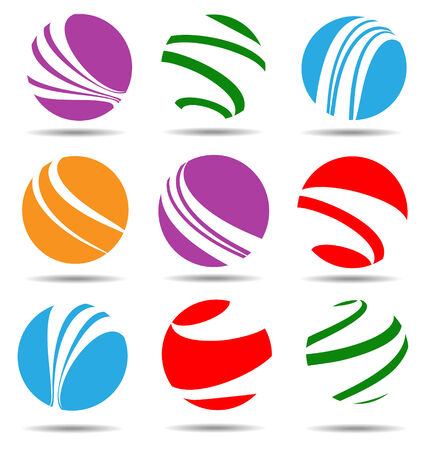 Color flat ball shaped icon collection for creative tasksのイラスト素材