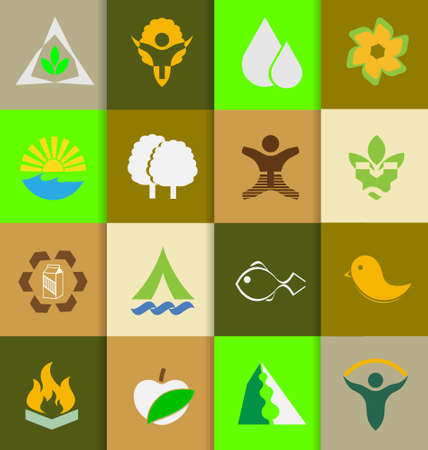 Mix of ecology and nature flat icons for creative designのイラスト素材