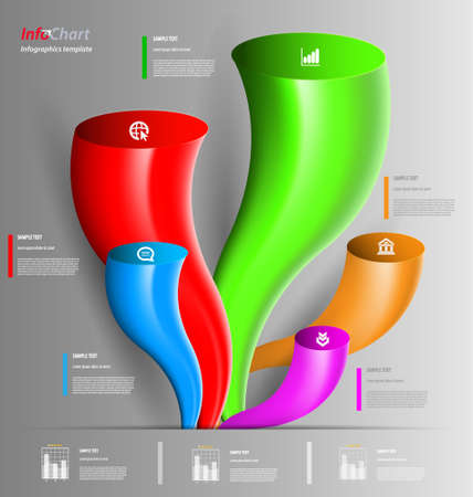 	Stylized infographics presentation,option template for interactive data communicationのイラスト素材
