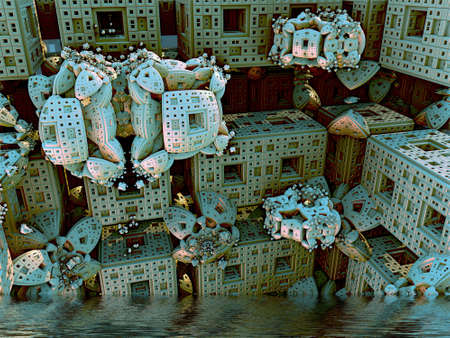 Computer rendered virtual scenery for art and entertainmentの写真素材