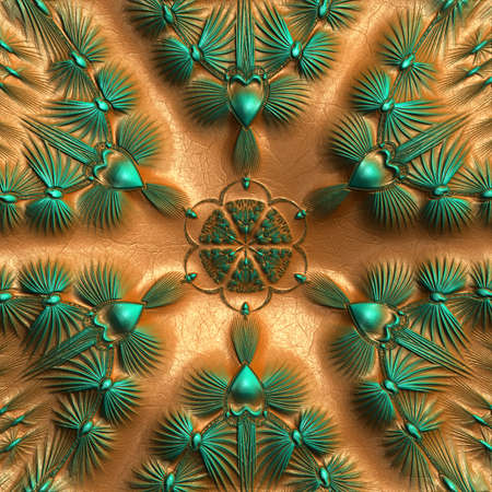Luxury background seamless tile with embossed pattern on leatherの写真素材