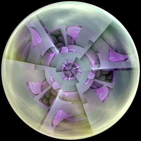 Glossy button with immersed fractal embellishmentの写真素材