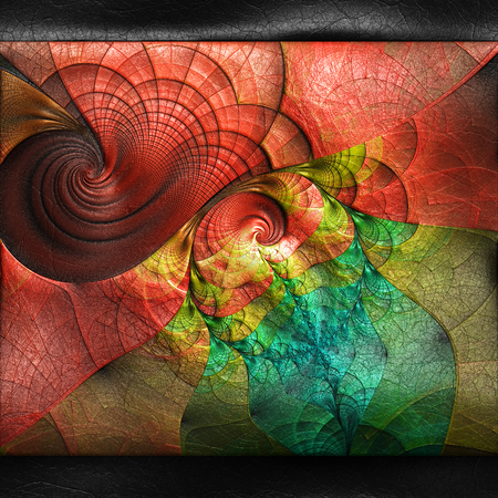Plastic background with embossed fractal on leatherの写真素材