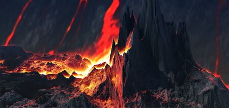 Computer rendered 3D illustration of virtual scenery