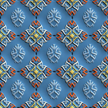 Plastic background tile with embossed abstract ornamentの写真素材