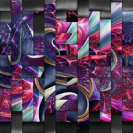 3D rendering of scrambled fractal embossed on weave leather