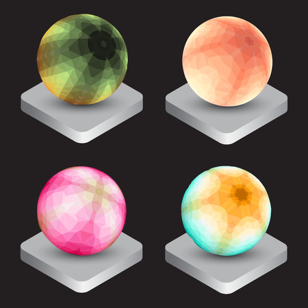 Textured colorful geometric shape icon setのイラスト素材