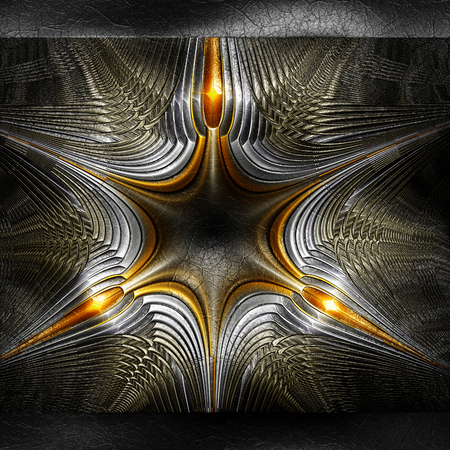 Plastic background with embossed fractal on leatherの写真素材