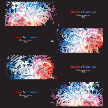 Streaks and explosion creative pattern banner collectionのイラスト素材