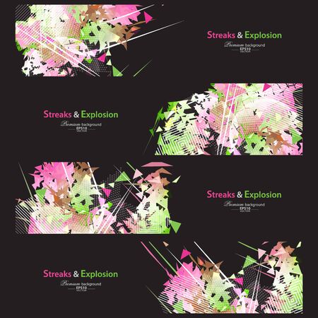 Streaks and explosion creative pattern banner collectionのイラスト素材