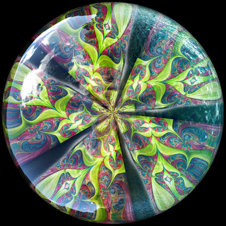 3D rendering of glossy button with colorrful ornament embellishmentの写真素材