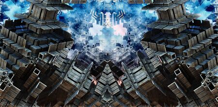 3D rendered illustration of virtual scenery for creative design, art and entertainmentの写真素材