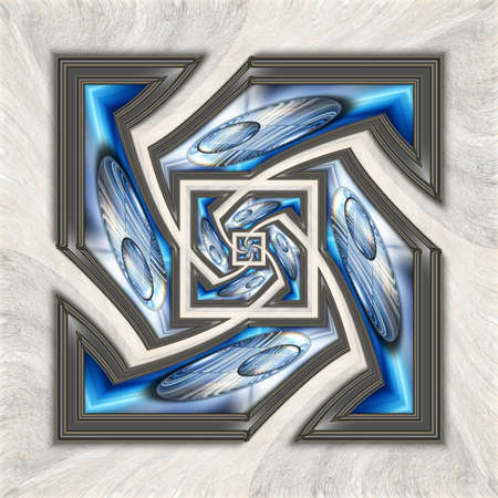 3D rendering combo artwork with fractal and fractal buttons