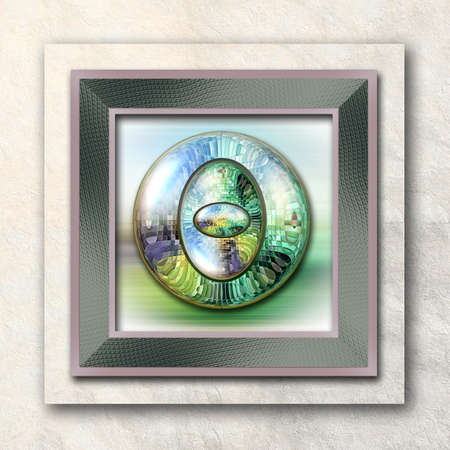 3D rendering combo artwork with fractal and fractal buttons in elegant frameの写真素材