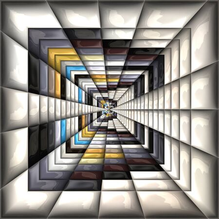 3D render of puff pixels colorful fractal ornament mosaic backgroundの写真素材