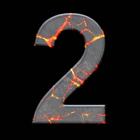 3D render of alphabet number with volcano cracks embellishment