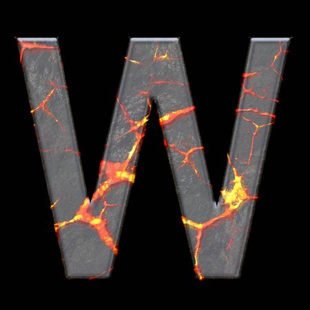 3D render of alphabet letter with volcano cracks embellishmentの写真素材