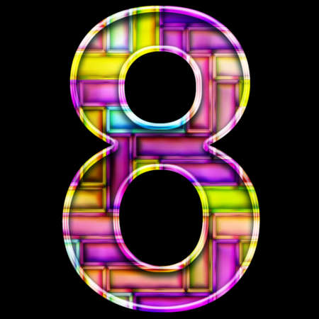 3D render of neon bricks pattern number