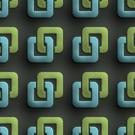 3D render of plastic background tile with embossed abstract ornament