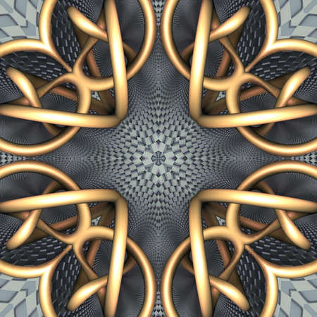 3D render of plastic background tile with embossed abstract ornamentの写真素材