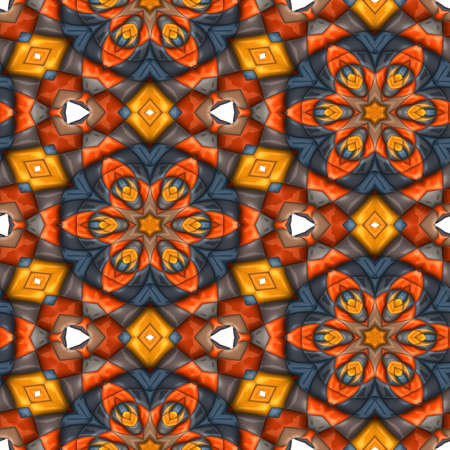 3D render of plastic puffs background tile with embossed kaleidoscope ornament