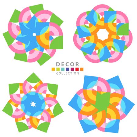 Decorative colorful flower element setのイラスト素材