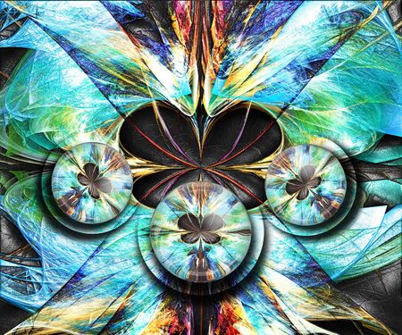 3D rendering combo artwork with fractal on leather and fractal buttonsの写真素材