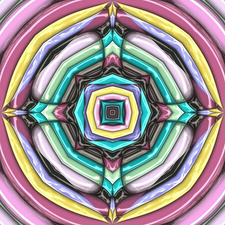 3D render of plastic puff pixels background tile with embossed geometric ornamentの写真素材