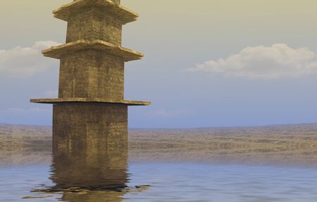 3D illustration of virtual scenery for creative design, art and entertainmentの写真素材