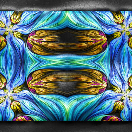 3D rendering of plastic background with embossed fractal on leatherの写真素材