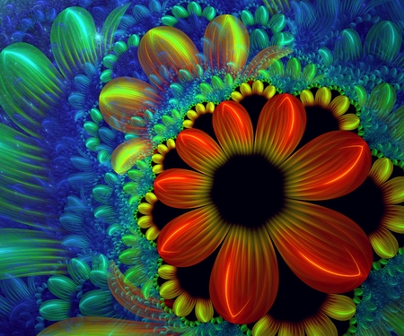 Computer generated colorful fractal artwork for creative design and entertainmentの写真素材