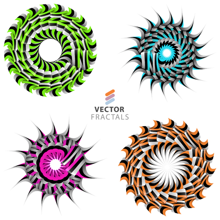 Vector colorful fractal flower creative design collectionのイラスト素材