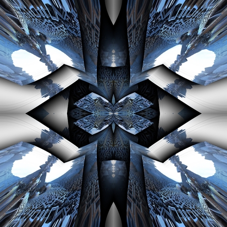 3D render of plastic background tile with embossed abstract pattern and water reflectionsの写真素材