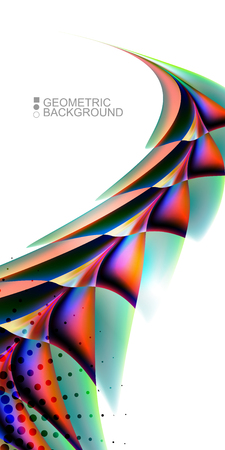Geometric abstract background template with fluid waves in blurred colorsのイラスト素材