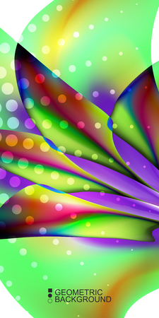 Geometric abstract background template with fluid waves in blurred colorsのイラスト素材