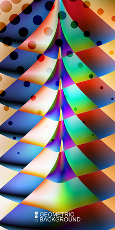 Geometric abstract background template with fluid waves in blurred colorsのイラスト素材