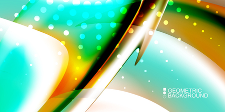 Geometric abstract background template with fluid waves in blurred colorsのイラスト素材
