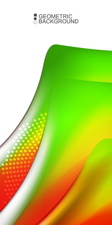 Geometric abstract background template with fluid waves in blurred colorsのイラスト素材