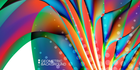 Geometric abstract background template with fluid waves in blurred colorsのイラスト素材