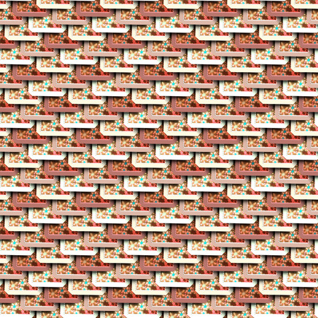 3D Render background seamless tile with embossed fractal stamp patternの写真素材