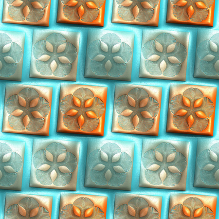 3D render of seamless background tile with embossed abstract pattern on leather