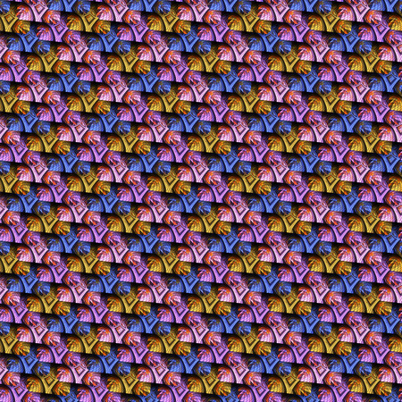 3D render seamless pattern background tile with embossed puff  pixels fractal