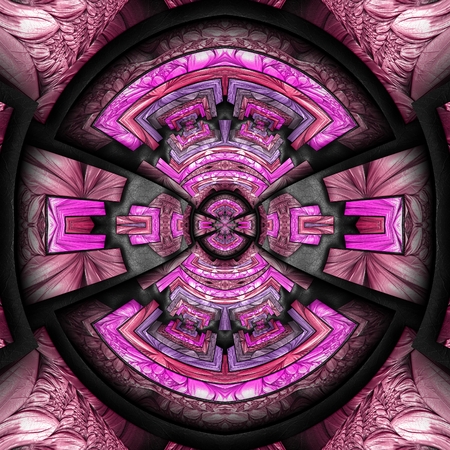 3D render of plastic background tile with embossed abstract fractal pattern on leatherの写真素材