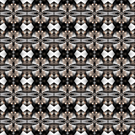 3D render of seamless plastic background tile with embossed abstract ornament patternの写真素材