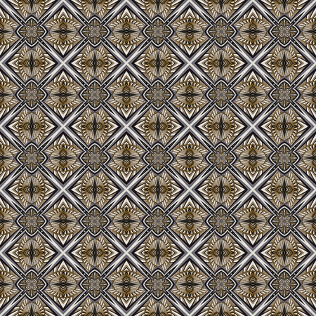 3D render of plastic seamless background tile with embossed metallic abstract pattern on canvas