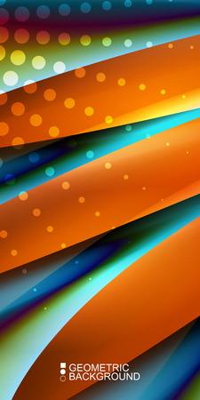 Geometric abstract background template with fluid waves in blurred colorsのイラスト素材